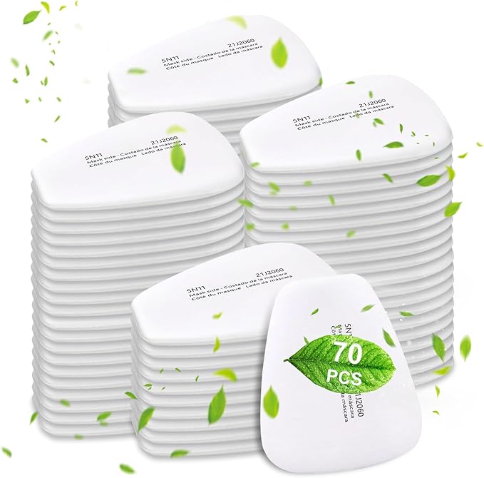 70PCS 5N11 Respirator Filter Cotton, Replacement Particulate Filter Cotton for 6200, 6502, 7502, 6800, and FF402 Series Respirator Mask, Respirator Filter Against Dust, Paint, Spray