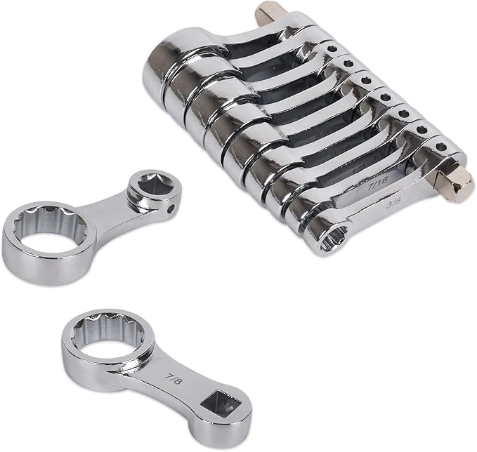 9-Piece Torque Adapter Set - 12-Point Box End Torque Adapter Extension Set - 3/8-Inch Drive for Hard to Reach Places - Includes 3/8", 7/16", 1/2", 9/16", 5/8", 11/16", 3/4", 13/16", 7/8"