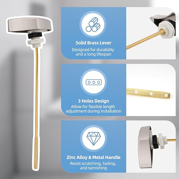 Hibbent Toilet Handle Replacement Compatible with TOTOTHU004-CP Trip Lvr for ST701, CST854, Side Mount Toilet Flush Tank Lever, Toilet Trip Lever, Brushed Nickel