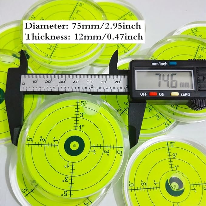 75x12mm Bubble Spirit Level Degree Marked Surface Circular Bubble Round Level Bubble Measuring Tools