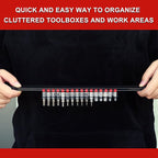 Mayouko 12PCS ABS Socket Organizer, Portable Socket Rail Holder for Toolbox, 1/4 Inch x 48 Clips, 3/8 Inch x 90, 1/2 Inch x 36