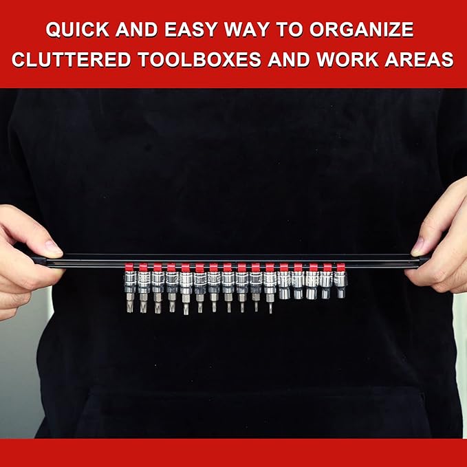 Mayouko 12PCS ABS Socket Organizer, Portable Socket Rail Holder for Toolbox, 1/4 Inch x 48 Clips, 3/8 Inch x 90, 1/2 Inch x 36