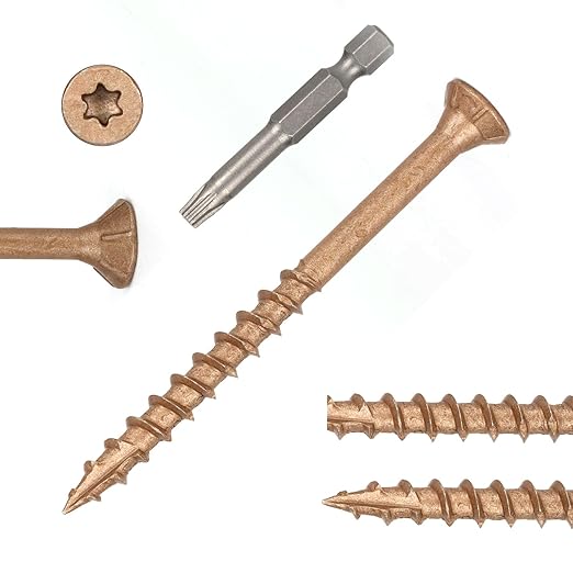 Wood Screws #10 x 2-1/2’’, T25 Star Torx Drive Flat Head Deck Screws, Brown, 79Pcs (1lb)