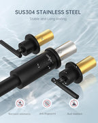 APPASO 2 Handle Kitchen Faucet, 4 Hole Black Kitchen Sink Faucet with Soap Dispenser, Modern High Arc 3 Hole Faucet for Kitchen Sink