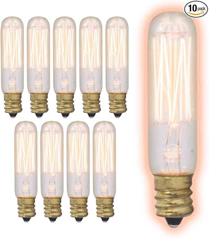 GoodBulb 25-Watt Nostalgic T6 Light Bulbs Incandescent Restaurant Bulb with E12 Candelabra Base 2700K Warm White Light Color 40 Lumens Restaurant Light Bulbs Pack of 10 Bulbs