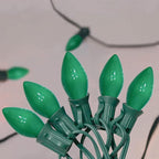 SUNSGNE 25 Pack Green Ceramic Christmas Light Bulbs St. Patrick's Light Bulbs for C7 Christmas St. Patrick's Day Decor, E12 Candelabra Base, 0.6W