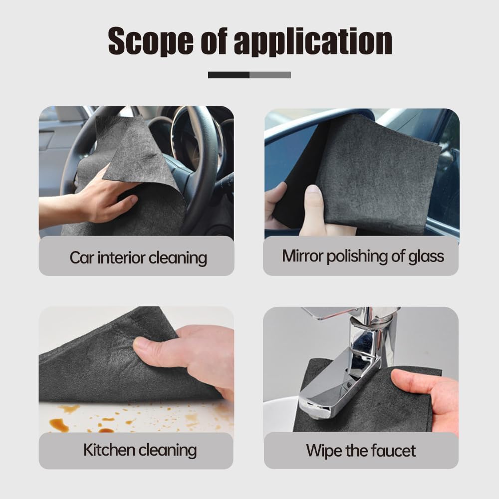 Thickened Magic Cleaning Cloth, 2026 New Reuseable Streak Free Microfiber Cloth Magic Fiber Microfiber Cleaning Cloth, Multipurpose Miracle Rags for Kitchen, Window, Glass, Cars (5pcs, 12x12 in)