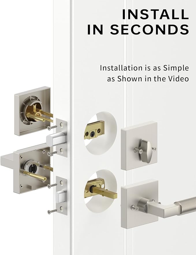 Asidrama Premium Satin Nickel Zinc-Alloy Front Door Lock Set: Double Cylinder Deadbolt, Heavy Duty Security Handleset for Left/Right Exterior Doors, Universal Entry Locks (1 Pack)