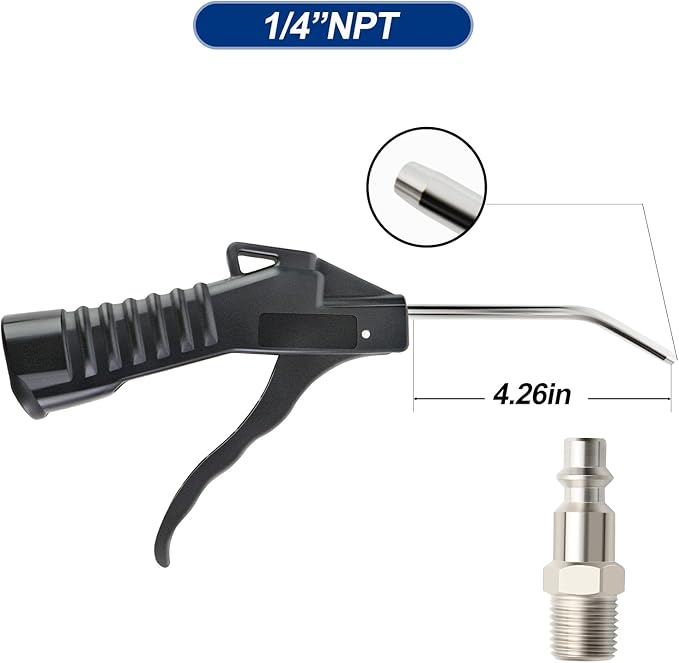 MEANLIN MEASURE 8 PCS Pistol Grip Air Blow Gun With 1/4" Nickel-plated Iron Air Plug For Air Compressor Home Garage Store Industrial