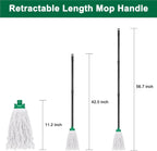 KeFanta Mop for Floor Cleaning,2 Pcs Cotton String Wet Mops Replacement Head Compatible with Microfiber Cloth Mop Refill & 0.8" Diameter Mops Handle,Green(1 Handle & 2 Heads)