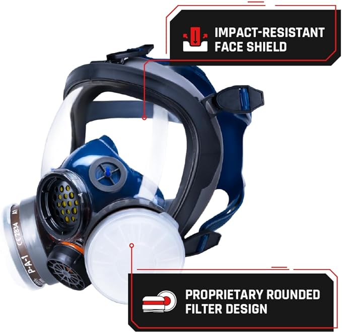 Parcil Distribution Gas Mask Survival Nuclear and Chemical Full Face Respirator - Organic Vapor & Particulate - CE Tested