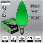 Wintergreen Lighting 25 Pack OptiCore C9 LED Green Light Bulbs - E17 Replacement Christmas Light Bulbs, St. Patrick’s Day Lights, Christmas Lights Premium Ceramic Style (Green Smooth)