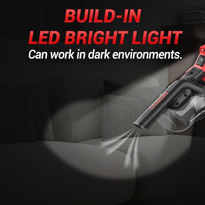 Cordless Vacuum Cleaner Compatible with Mil-Wuakee 20V Battery,20000Pa High Power Handheld Vacuum with HEPA Filter, 5 in 1 Portable Electric Vacuum With LED Light for Carpets, Floors&Cars (No Battery)