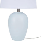 Nourison Home 23" Coastal Blue Ceramic Pot Table Lamp for Bedroom, Living Room, Dining Entryway, with White Shade
