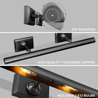 Picture Light for Wall, 18in Brass Hardwired Picture Frame Light, Painting Poster Lighting 2 Light Dimmable Art Display Light Wall Sconce for Gallery Living Bathroom-Included Bulbs(Black)