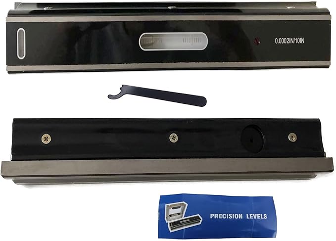 12 Inch Master Precision Level with Metal Box,instruction manual, 0.0002"/10" Accuracy Strip Level for Checking the Straightness Parallelism The Surface of Machine Tools (12 Inch)