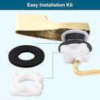 Universal Side Mount Metal Toilet Handle Replacement Kit Compatible with American Standard/Mansfield/Gerber/TOTO/Kohler Toilet, Toilet Tank Flusher Lever with Flapper Chain, Shiny Gold