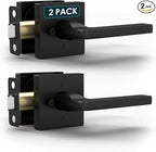 Mega Handles Prime Privacy Door Handle - 2 Pack Reversible Interior Black Door Handle, Heavy Duty Bed & Bath Door Handles with Privacy Door Lock, Fits All Standard Doors - Matte Black