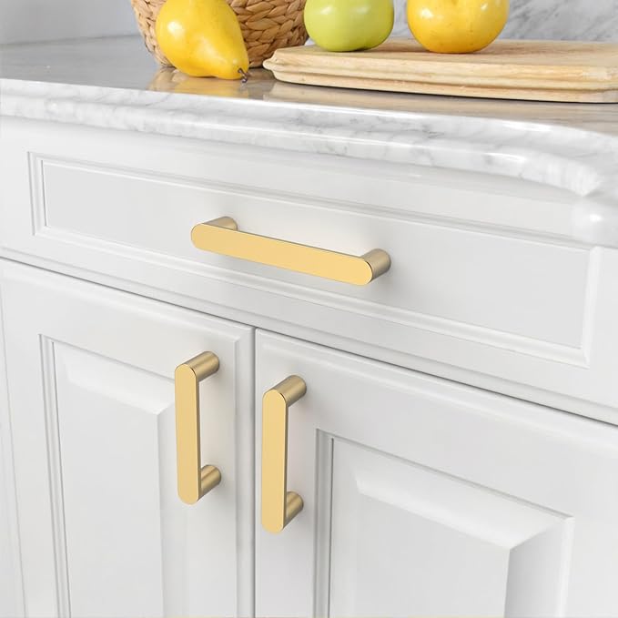 Amerdeco 10 Pack ZH0005BRG Champagne Bronze 3.75 Inch(96mm) Hole Centers Kitchen Cabinet Pulls Hardware Modern Kitchen Handles for Cabinets Cupboard Handles Drawer Pulls