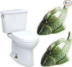 Toilet Bolt Caps, Fish Ceramic Toilet Bolt Caps, Fun and Cute Bathroom Decor for Easy Toilet Installation - Decorative Covers for Toilet Bolts (Green fish 2pcs)