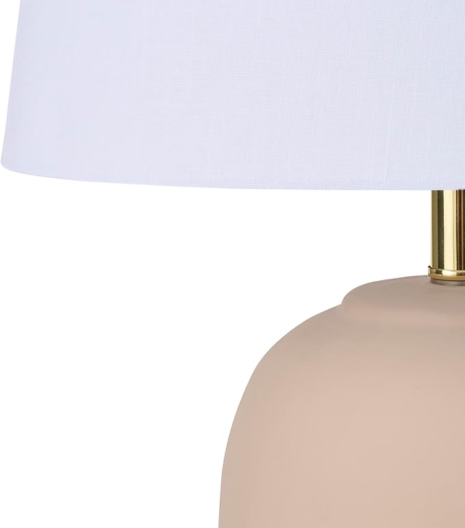 Nourison Home 23" Light Pink Ceramic Jar Table Lamp for Bedroom, Living Room, Dining Office, with White Shade (Pack of 1)