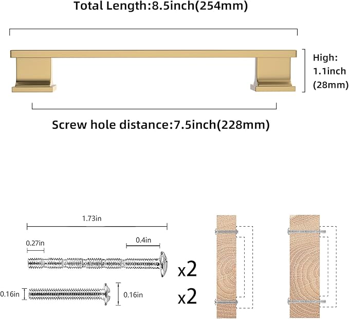 COTYKILEY 10 Pack 9 Inch(228mm) Champagne Bronze Cabinet Handles Gold Kitchen Cabinet Pulls Cabinet Door Handles Kitchen Cabinet Hardware