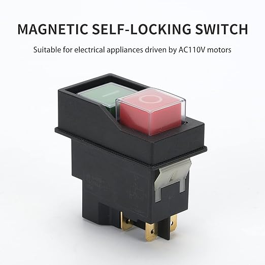 Magnetic On-Off Switch Electromagnetic Pushbutton Switches for Electric Power Tools Grinder Cutting Machine Tool Equipment,4 Pins 16A 110V