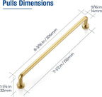 JOY DECOR Cabinet Pulls – 7-1/2 Inch Hole Center, Brushed Brass, 10 Pack, Zinc Alloy Cabinet Handles for Drawers & Cupboard – Vintage Style Hardware for Kitchen, Bathroom, Dresser, Furniture Makeover