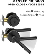 Asidrama Premium Black Zinc-Alloy Front Door Lock Set: Double Cylinder Deadbolt, Heavy Duty Security Handleset for Left/Right Exterior Doors, Universal Entry Locks (2 Pack)