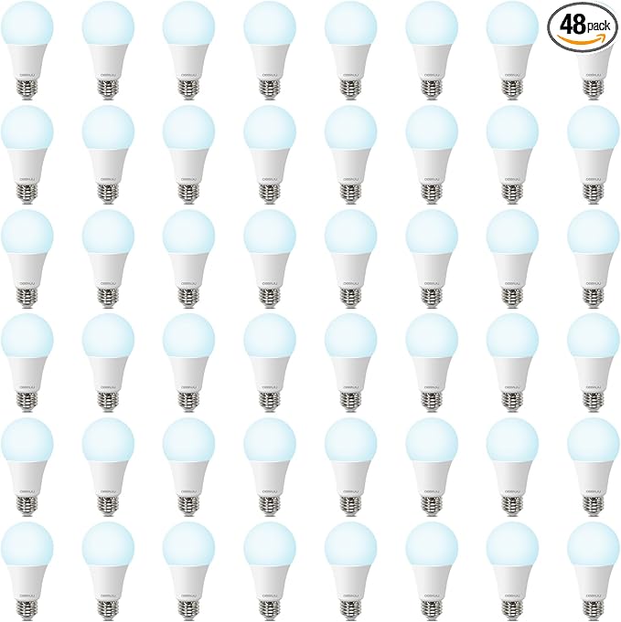 48 Pack A19 LED Bulbs 100W Equivalent, 13W Daylight 5000K LED Light Bulbs, E26 Medium Base, Non-Dimmable, 1500 Lumens, Ideal for Bedroom Living Room