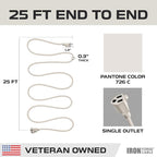 Iron Forge Cable Weatherproof 25 Ft Outdoor Extension Cord - 16/3 SJTW Heavy Duty Beige Extension Cord 3 Prong - 13 Amp Exterior Power Cable
