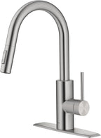 Kraus Oletto Spot Free Stainless Steel Dual Function Kitchen Faucets with Pull Down Sprayer, KPF-2620SFS