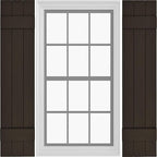 Board & Batten Vinyl Shutters (1 Pair) | 11"x47" (3-Board) - Stone Mason Brown | Exterior Window Shutters | Includes Mounting Hardware | Simple Installation | Made in USA