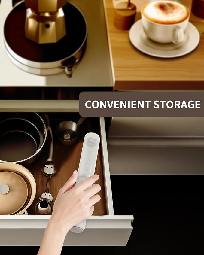 CIRCLE JOY Portable Rechargeable Milk Frother Hanheld, Dual Spring Whisk Electric Coffee Frother Wand Drink Mixer for Matcha Lattes Cappuccino, Kitchen Gifts, Beige