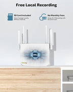 《100% Solar Powered &Full 360° Coverage》Outdoor Wireless PTZ Camera System, 4MP Solar Powered Battery Cameras,Home Video Surveillance, Surveillance DVR Kits