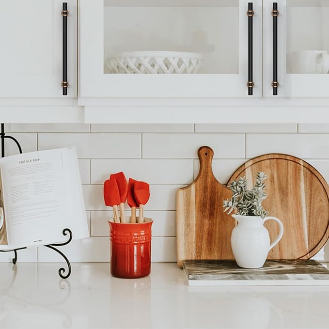 Asidrama 10 Pack 7 Inch(177mm) Champagne Bronze and Matte Black Kitchen Cabinet Handles, Cabinet Pulls Kitchen Cabinet Hardware Cupboard Handles Drawer Pulls