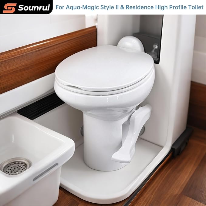 RV Toilet Foot Flush Pedal for Thetford High Profile Model Aqua-Magic Style II & Residence – OEM 42067 Replacement with Closet Flange, Hands-Free Kick Lever Assembly