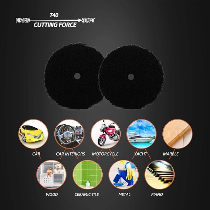 SPTA Microfiber Polishing Pad, 2Pcs 5Inch 125mm Pads Microfiber Cutting Disc Finishing Disc with Hook & Loop Backing for Car Buffer Polisher Cutting Buffing Waxing and Polishing