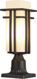 Outdoor Post Lights Waterproof Metal Frame with Milk White Frosted Glass Pier Mount Outdoor Lighting Fixtures(with 3-Inch Pier Mount Base) Pillar Light Post Lantern for Garden Backyard and Porch