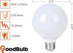 GoodBulb 15-Watt Frosted G25 Light Bulbs LED Restaurant Bulb E26 Medium Base 2700K Warm White Color 820 Lumens Pack of 10 Bulbs