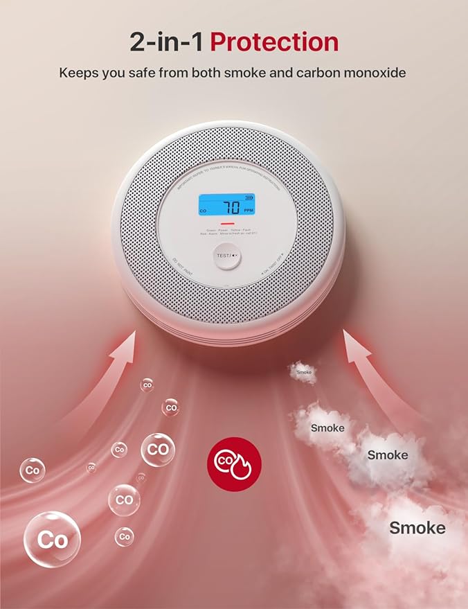 X-Sense Combination Smoke and Carbon Monoxide Detector with Voice Location, Interconnected Smoke Detector Carbon Monoxide Detector Combo with Base Station (Not Included), Model XP0A-MR, 1-Pack