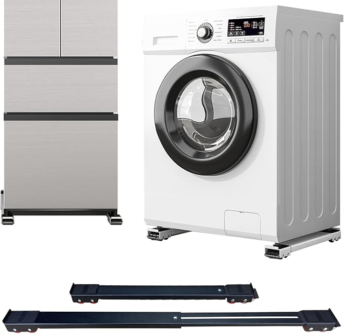 Appliance Rollers Heavy Duty,Max 32in,Second Generation Extendable Appliance Rollers Mobile Washing Machine Base Easily Move Washing Machines, Dryers, Refrigerators, Furniture (Black (Upgrade wheel))