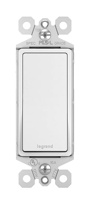 Legrand radiant TM873WCC10 15 Amp Rocker Wall Switch, 3-Way Decorator Light Switches, White (1 Count)