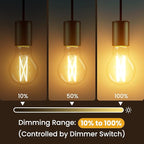VOLIVO 6 Pack A19 Vintage LED Edison Bulbs, Dimmable, 60W Equivalent, High Brightness 2700K Warm White, 7W E26 Standard Base, CRI80+, 800 Lumens, Clear Glass Filament Bulb for Home, Farmhouse