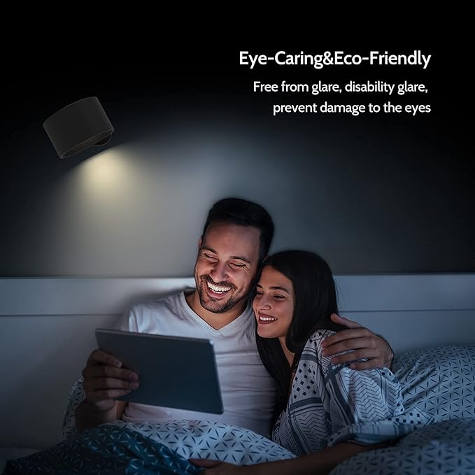 Koopala LED Reading Lights, Wall Mounted Sconces with 3 Color Temperatures & 3 Brightness Levels Rechargeable Battery Magnetic Ball 360°Rotation Touch Control, Lamps for Kids Study Bedside Closet