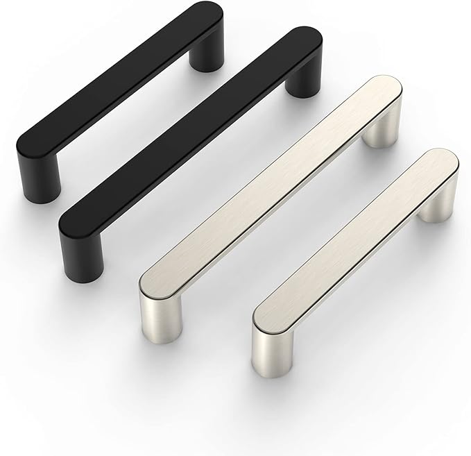 Amerdeco 10 Pack ZH0005MB Matte Black 5 Inch(128mm) Hole Centers Kitchen Cabinet Pulls Hardware Modern Kitchen Handles for Cabinets Cupboard Handles Drawer Pulls