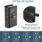 Surge Protector Nikleb, Wall Outlet with 4 USB Ports 5V 4.8A Total, 12 Multi Outlet Extender, Multiple USB Plug Adapter Wall Mount, Phone Chargier Organizer with Phone Holder, Heavy Duty
