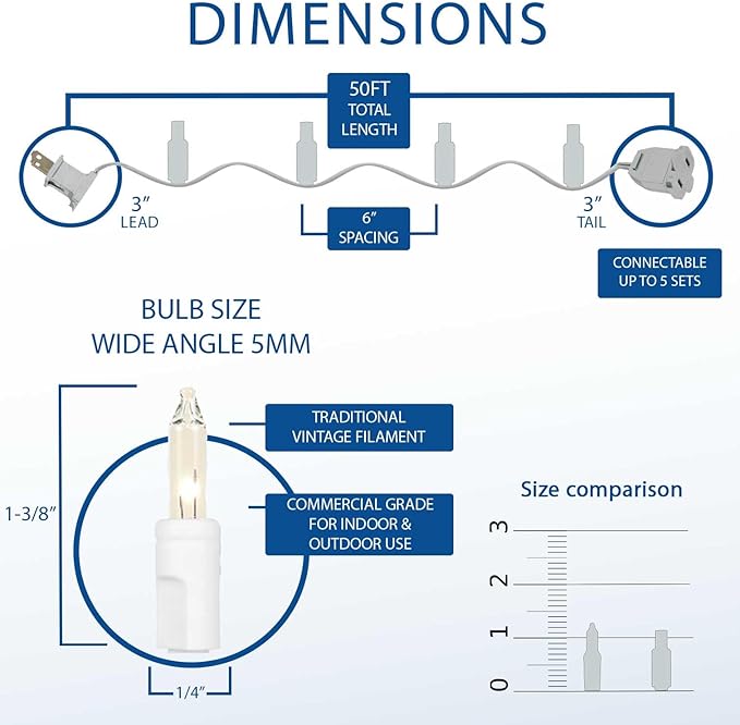 Novelty Lights 50 Feet 100 Bulb Incandescent Mini Light String, Teal with 6-Inch Spacing on White Wire, UL Listed Commercial Grade Indoor/Outdoor Mini Lights, Connectable End-to-End