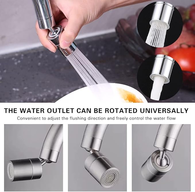 2 Pack Sink Faucet Aerator 360 Degree Swivel Kitchen Faucet Sprayer Attachment,Dual Water Flow Modes, 55/64 Inch-27UNS Female Thread,15/16 Inch-27UNS Male Thread Adapters