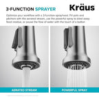 KRAUS Britt Commercial Style Pull-Down Single Handle Kitchen Faucet in Matte Black/Spot-Free Black Stainless Steel, KPF-1691MBSFSB
